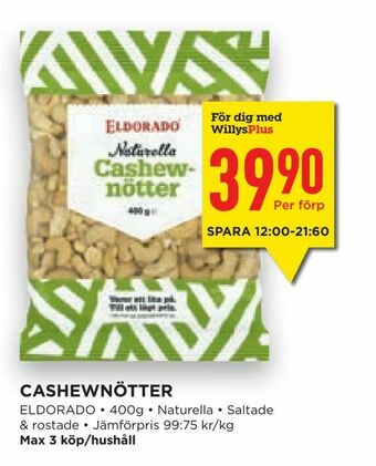 Willys Hemma Cashewnötter erbjuda