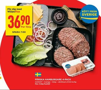 Willys Hemma Färska hamburgare 4-pack erbjuda