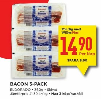 Willys Bacon 3-pack erbjuda