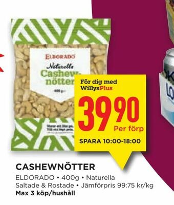 Willys Cashewnötter erbjuda