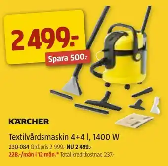 Textilvårdsmaskin 4+4 l, 1400 W