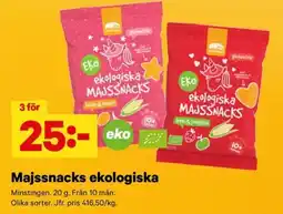City Gross Majssnacks ekologiska erbjuda