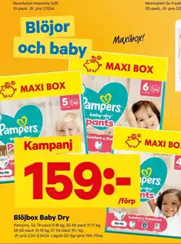 City Gross Pampers blöjbox baby dry erbjuda