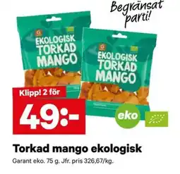 City Gross Torkad mango ekologisk erbjuda