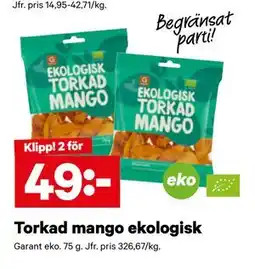 City Gross Torkad mango ekologisk erbjuda