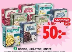 ICA Maxi Ica bönor, kikärtor, linsar erbjuda