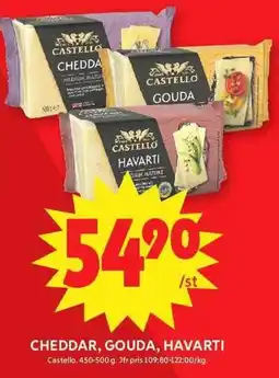 ICA Maxi Castello cheddar, gouda, havarti erbjuda