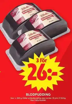 ICA Maxi Fitthells blodpudding erbjuda
