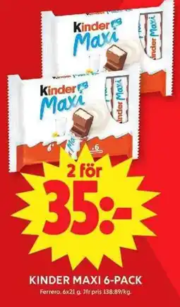 ICA Maxi Kinder Maxi 6-Pack erbjuda