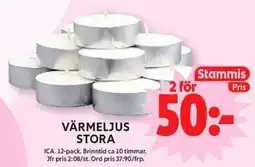 ICA Maxi Stammis Värmeljus Stora erbjuda