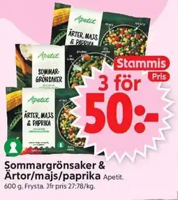 ICA Supermarket Sommargrönsaker & Ärtor/majs/paprika, Medlemspris erbjuda
