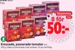 ICA Supermarket Krossade, passerade tomater, Medlemspris erbjuda