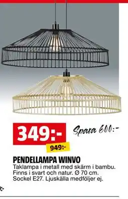Bauhaus PENDELLAMPA WINVO erbjuda