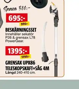 Bauhaus GRENSAX UPX86 TELESKOPSKAFT+SÅG 4M erbjuda