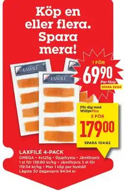 Willys LAXFILÉ 4-PACK erbjuda