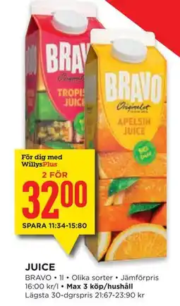 Willys JUICE, Medlemspris erbjuda