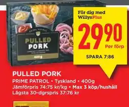Willys PULLED PORK, Medlemspris erbjuda