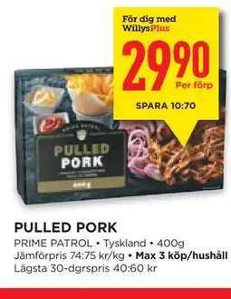 Willys Hemma PULLED PORK, Medlemspris erbjuda