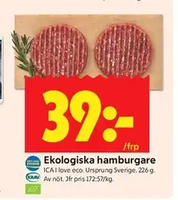 ICA Kvantum Ekologiska hamburgare erbjuda