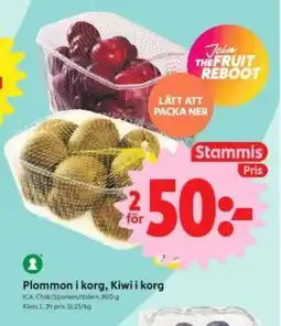 ICA Nära Plommon i korg, Kiwi i korg, Medlemspris erbjuda