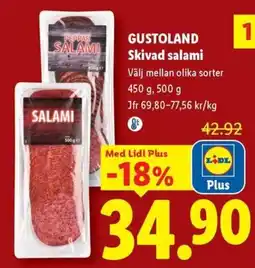 Lidl Gustoland skivad salami erbjuda