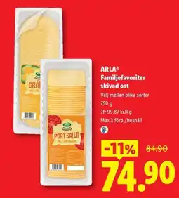 Lidl Arla familjefavoriter skivad ost erbjuda