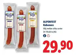 Lidl Alpenfest Kabanoss erbjuda