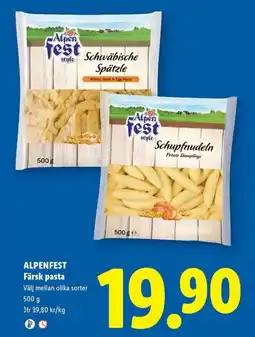 Lidl Alpenfest färsk pasta erbjuda