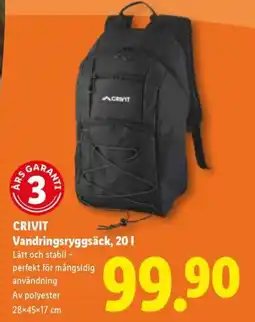 Lidl Crivit vandringsryggsäck erbjuda