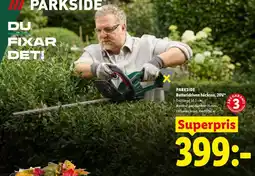 Lidl Parkside batteridriven häcksax erbjuda