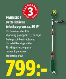 Lidl Parkside batteridriven teleskopgrensax erbjuda