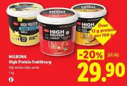 Lidl Milbona high protein fruktkvarg erbjuda