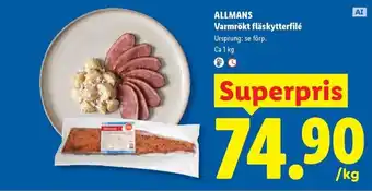 Allmans varmrökt fläskytterfilé