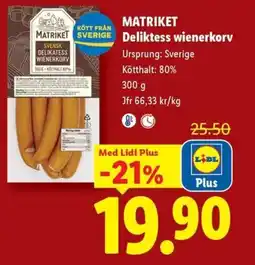 Lidl Matriket delikatess wienerkorv erbjuda