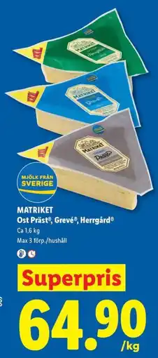 Lidl Matriket Ost Präst, Grevé, Herrgård erbjuda