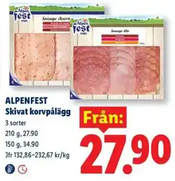 Lidl Alpenfest skivat korvpålegg erbjuda