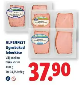 Lidl Alpenfest Ugnsbakad leberkäse erbjuda