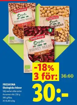 Lidl Freshona ekologiska bönor erbjuda