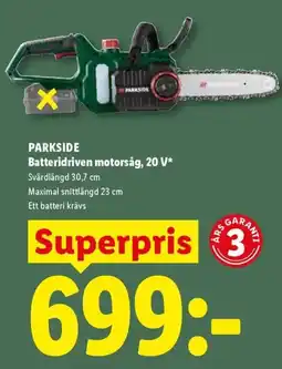 Lidl Parkside batteridriven motorsåg erbjuda