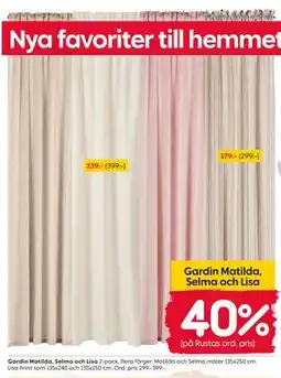 Rusta Gardin Matilda, Selma och Lisa erbjuda