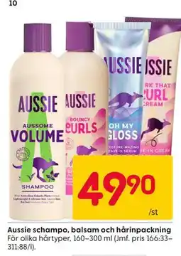 Rusta Aussie schampo, balsam och hårinpackning erbjuda