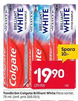 Rusta Tandkräm Colgate Brilliant White erbjuda