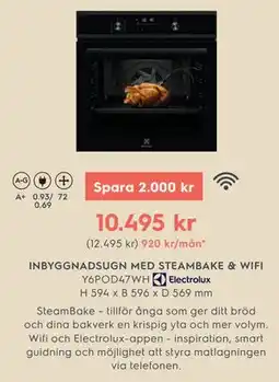 Electrolux Home INBYGGNADSUGN MED STEAMBAKE & WIFI Y6POD47WH Electrolux erbjuda