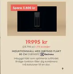 Electrolux Home INDUKTIONSHÄLL MED INBYGGD FLÄKT 80 CM EX80KBTC erbjuda
