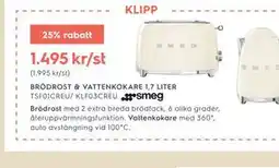 Electrolux Home BRÖDROST & VATTENKOKARE 1,7 LITER TSF01CREU/ KLF03CREU smeg erbjuda