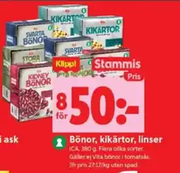 ICA Supermarket ICA Bönor, kikärtor, linser erbjuda