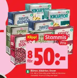 ICA Supermarket Ica bönor, kikärtor, linser erbjuda