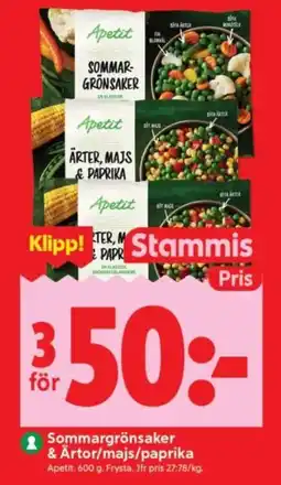 ICA Supermarket Apetit sommargrönsaker & ärter/majs/paprika erbjuda