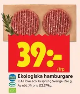 ICA Supermarket ICA I love eco hamburgare erbjuda