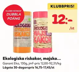 MatArket Garant ekologiska riskakor, majska erbjuda
